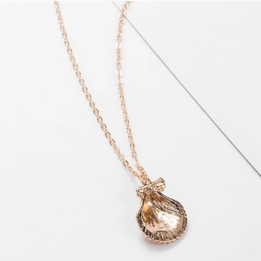 Brand New Minimalist Shell Necklace Gold 14k - Picture 5 of 6